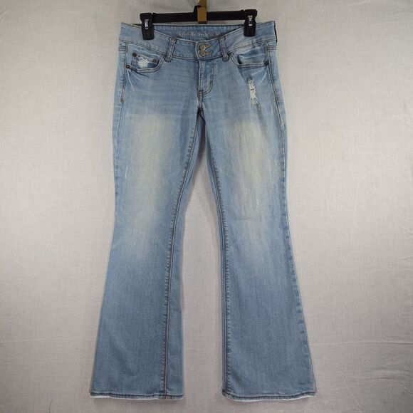 Y2K American Eagle Artist Jeans Low Rise Flared Bootcut Light Wash Size 6 SHORT - Picture 1 of 12